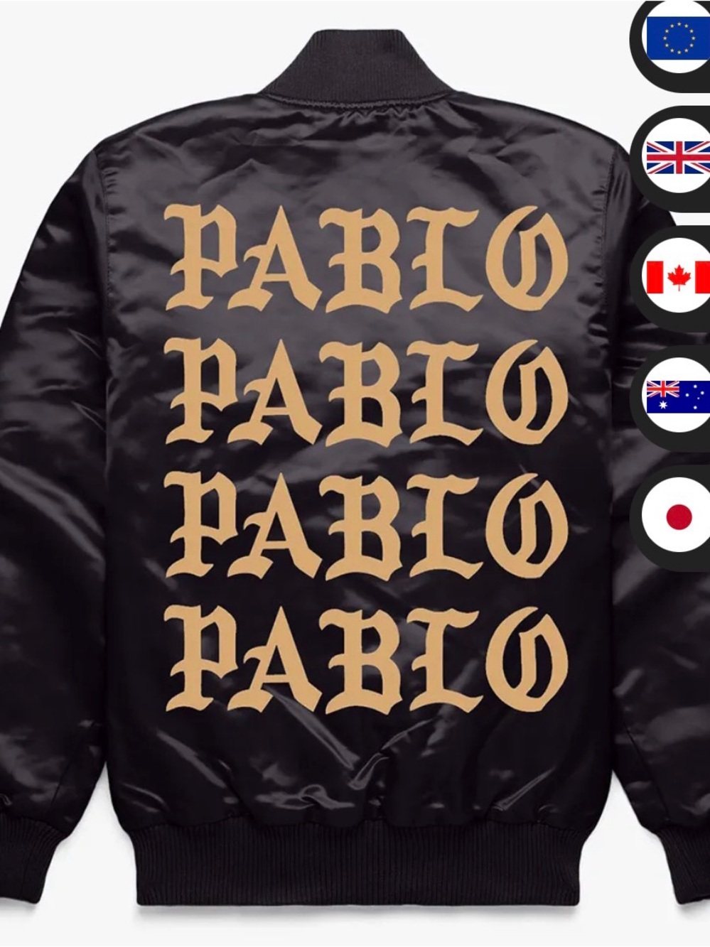Kanye West Pop -Up Pablo Black Satin Bomber 💣